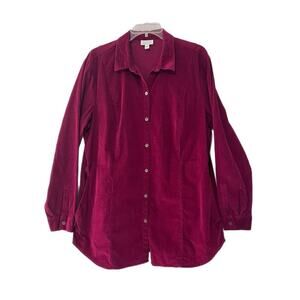 J. Jill Corduroy Lightweight Jacket Women’s Large Button Front Burgundy Barn